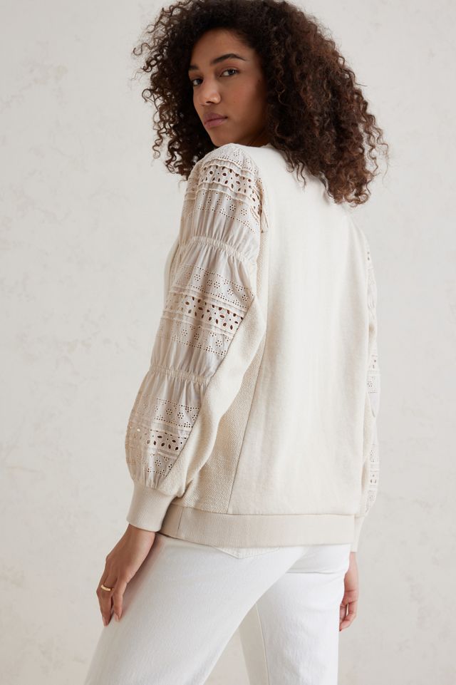 Frottee-Sweatshirt mit Stickdetails an den Ärmeln #4