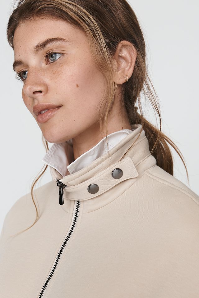 Maeve Short-Sleeve Funnel-Neck Zip-Up Sweatshirt #3