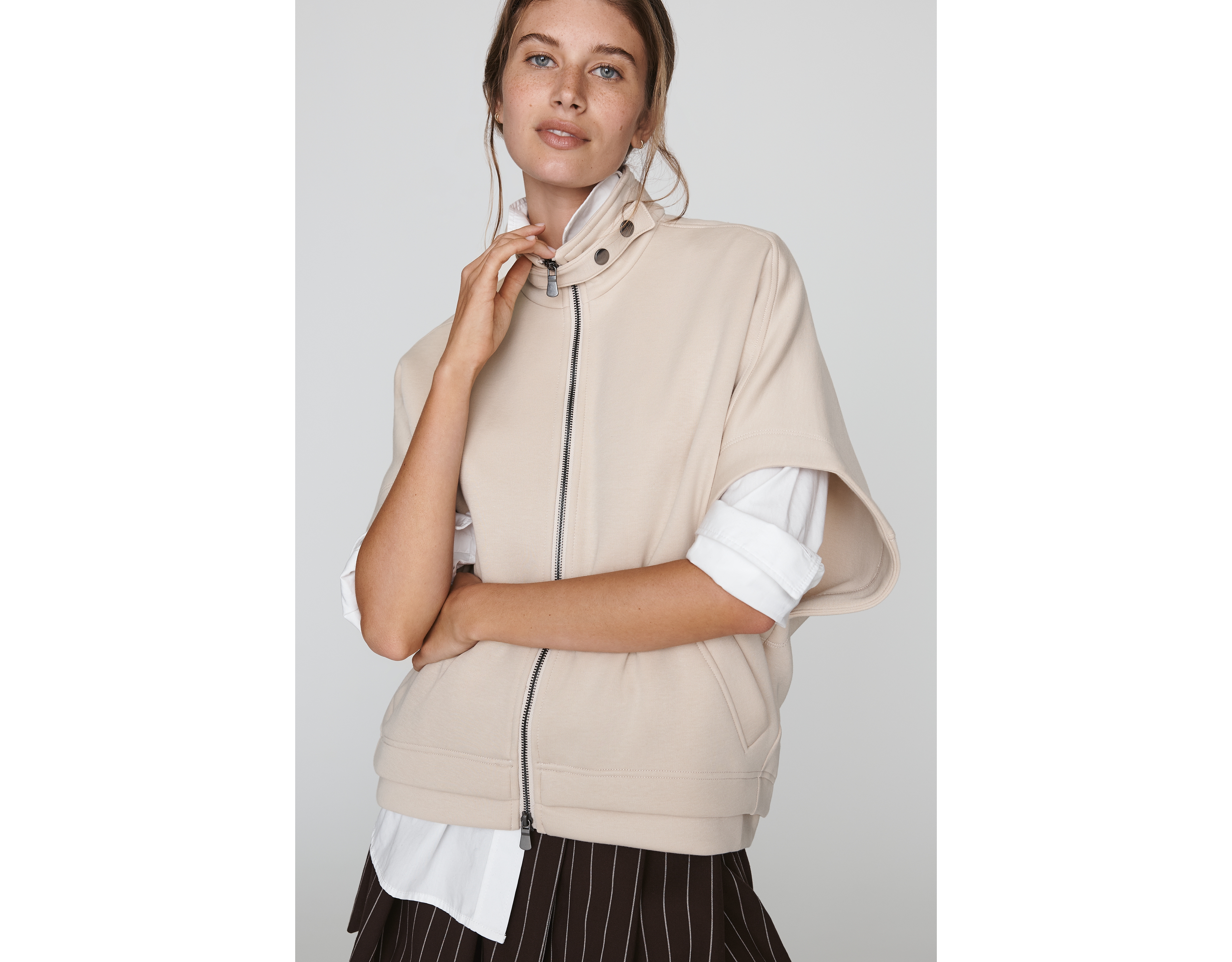 Maeve Short Sleeve Funnel Neck Sweatshirt