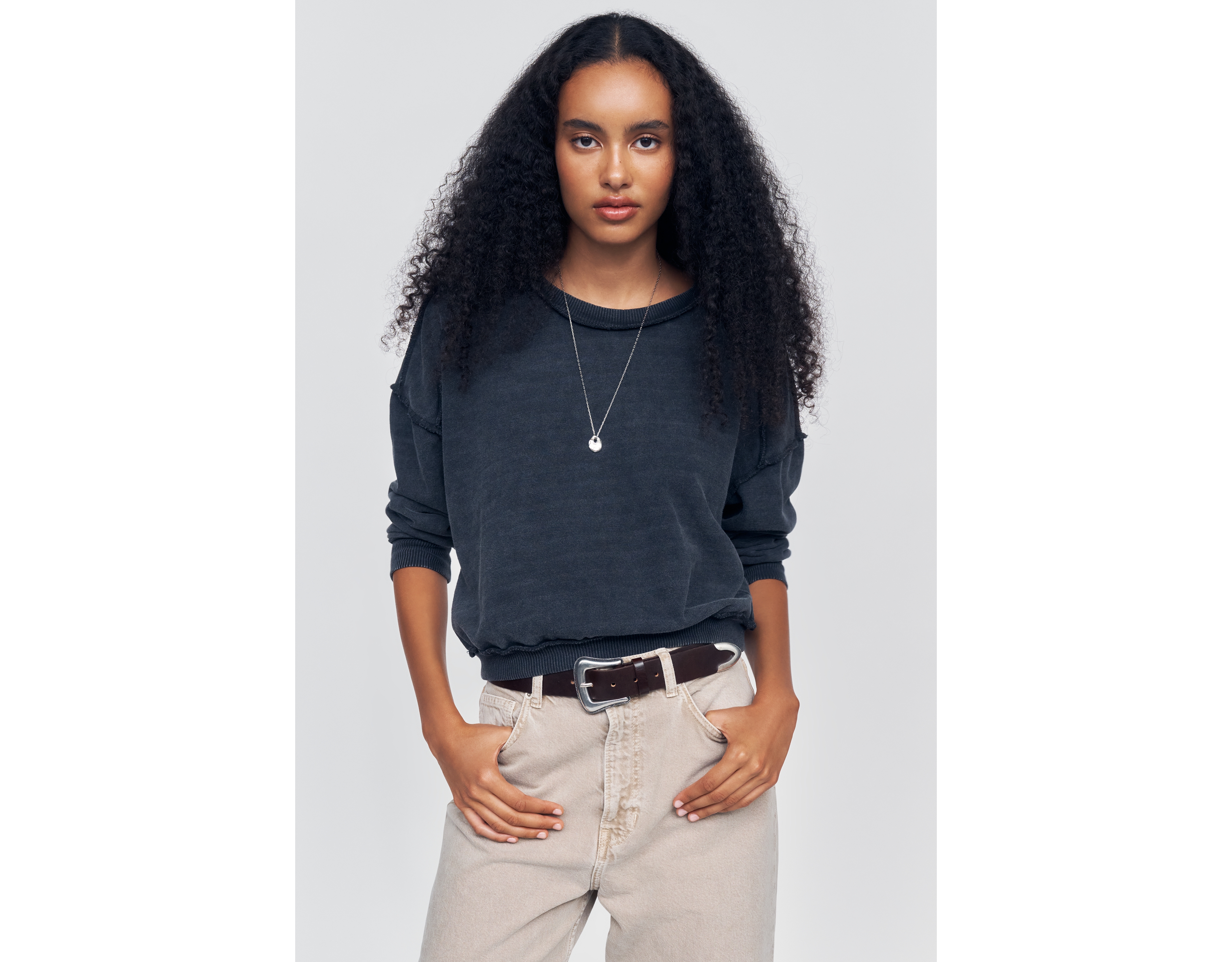 Pilcro 100% Cotton Seamed Sweatshirt
