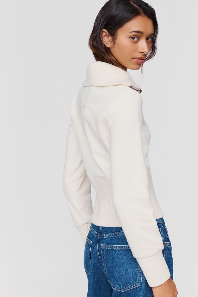 By Anthropologie 100% Cotton Y2K Banded Zip-Up Sweater #3