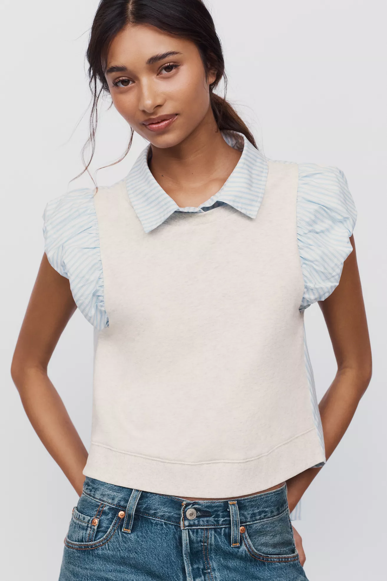 Maeve 100% Cotton Twofer Shirt