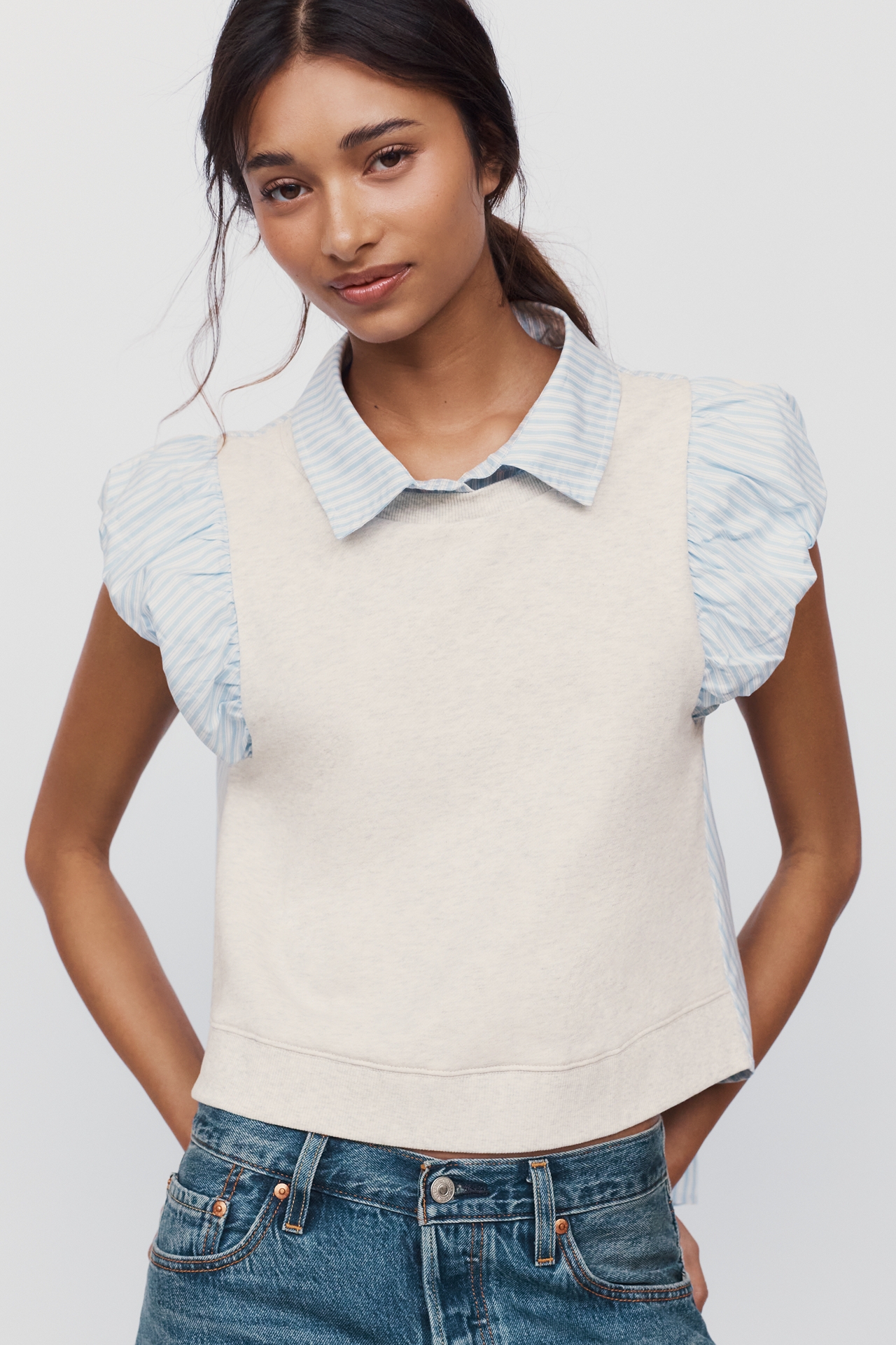 Maeve 100% Cotton Twofer Shirt