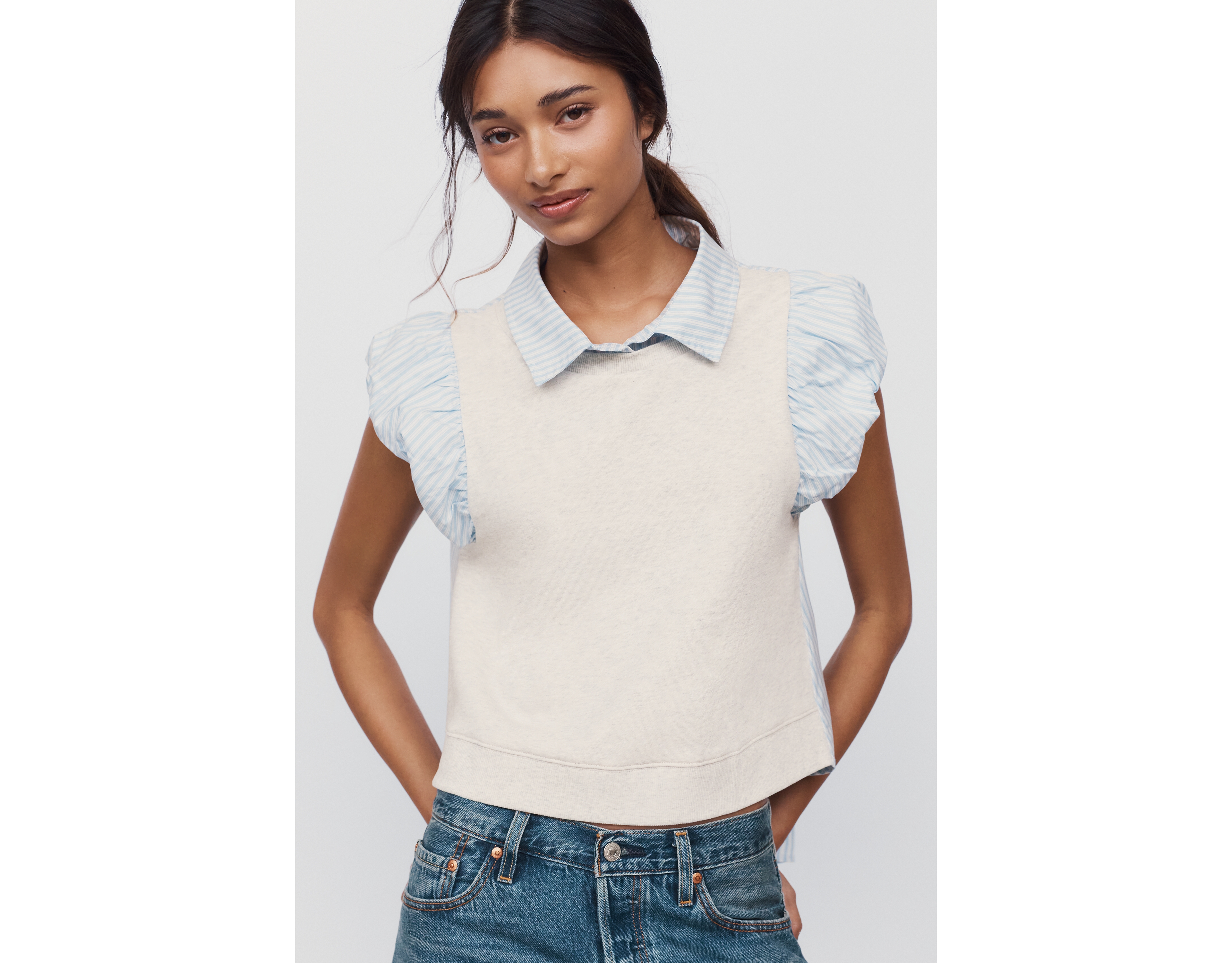 Maeve 100% Cotton Twofer Shirt