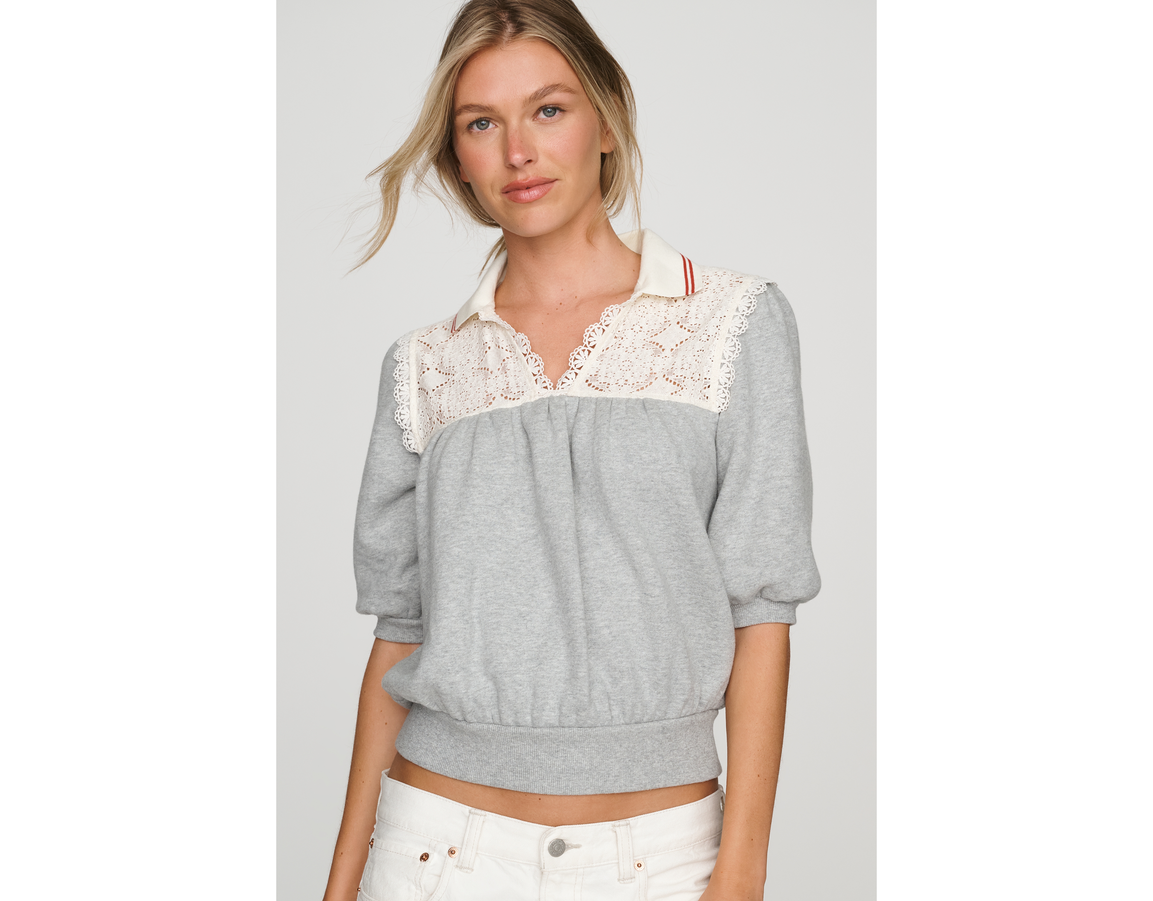 Maeve 100% Cotton Lace Sweatshirt