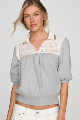 Maeve 100% Cotton Lace Sweatshirt