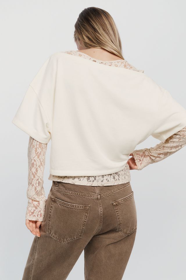 By Anthropologie Cotton Blend Lace Twofer Top #1