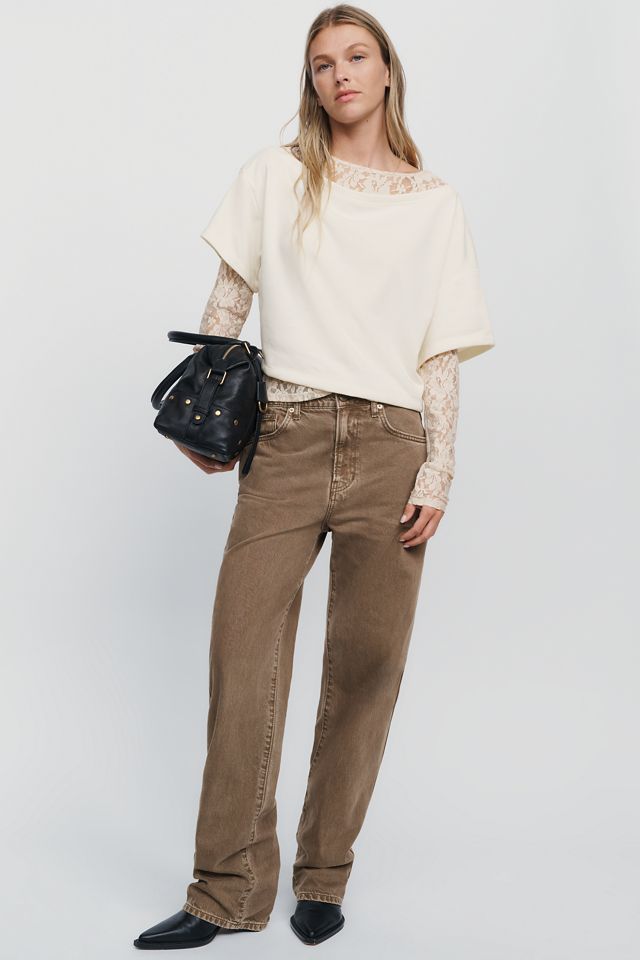 By Anthropologie Cotton Blend Lace Twofer Top #3