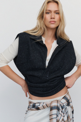 Pilcro Cotton Blend Funnel Neck Vest by Anthropologie