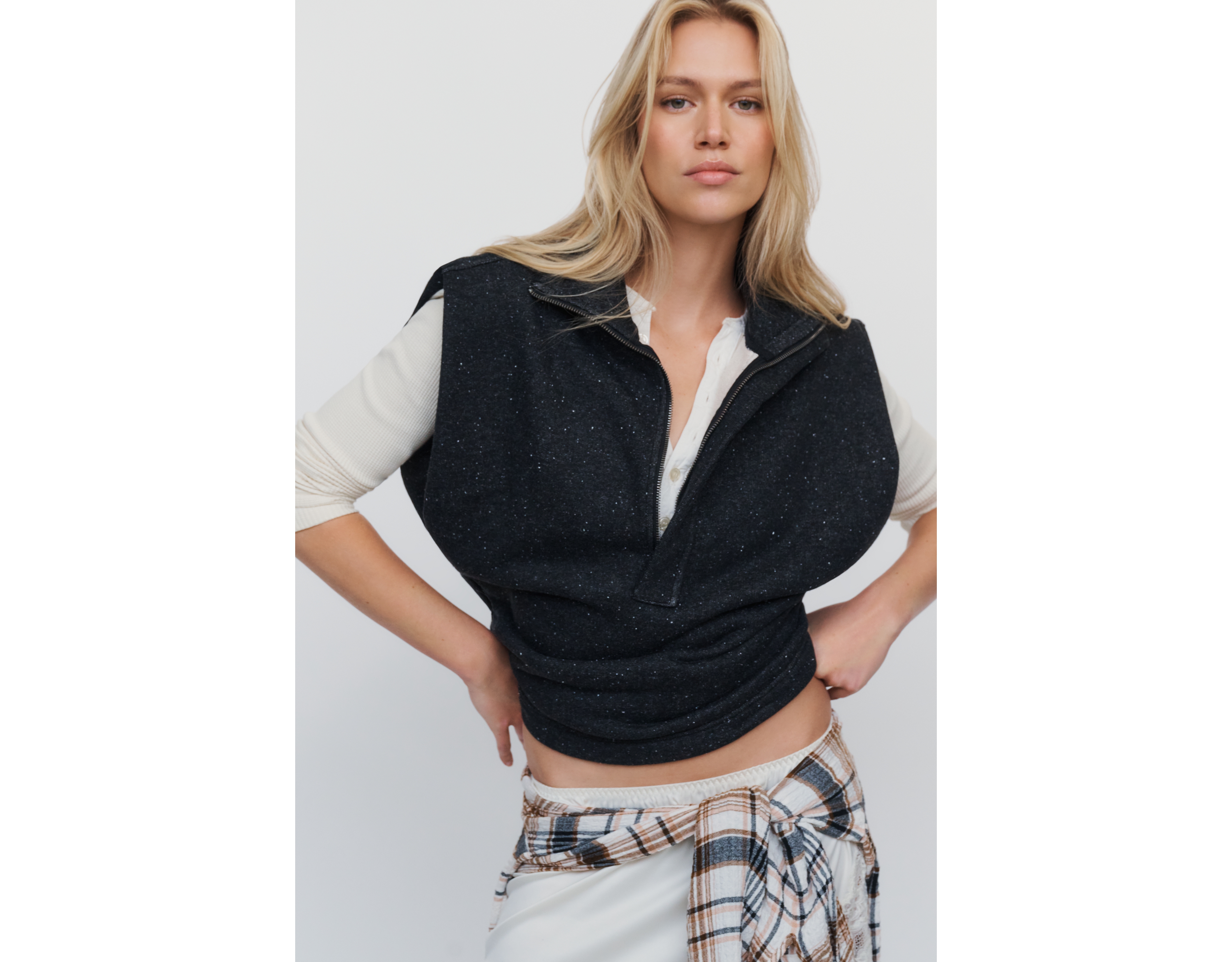 Pilcro Cotton Blend Funnel Neck Vest