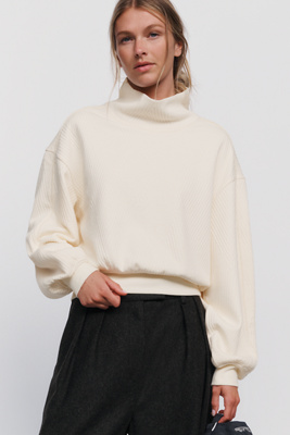 By Anthropologie Quilted Dolman Turtleneck Top by Anthropologie