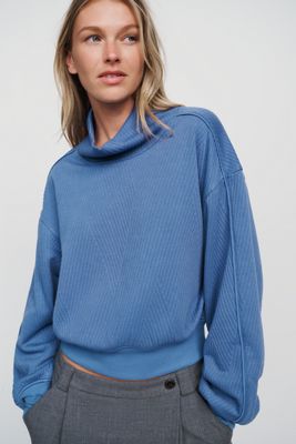 By Anthropologie Quilted Dolman Turtleneck Top