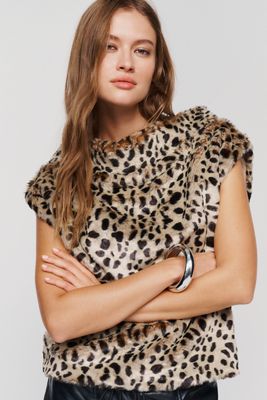 Maeve Faux Fur Sleeveless Top