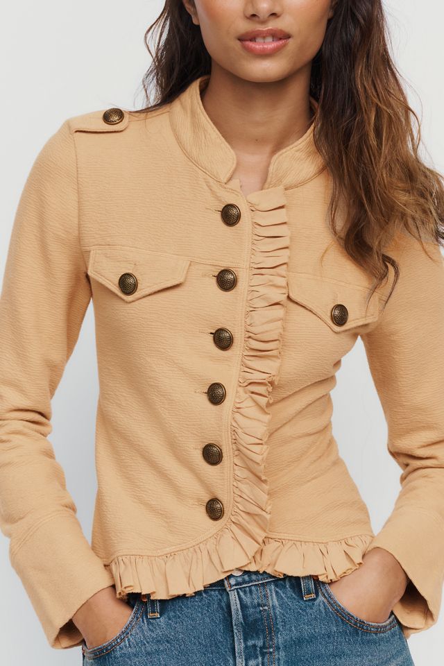 By Anthropologie 100% Cotton Cropped Military Jacket #1