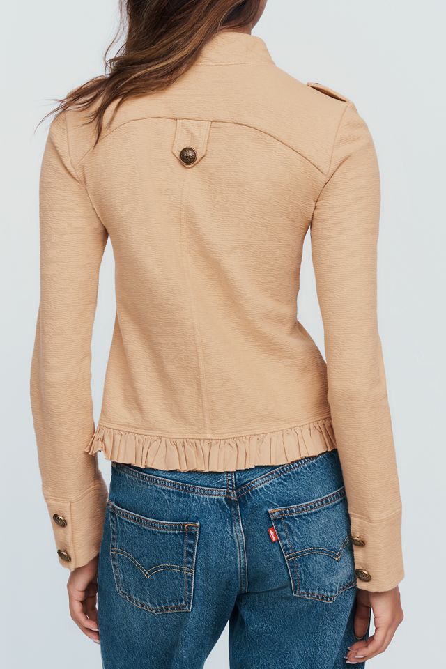 By Anthropologie 100% Cotton Cropped Military Jacket #2
