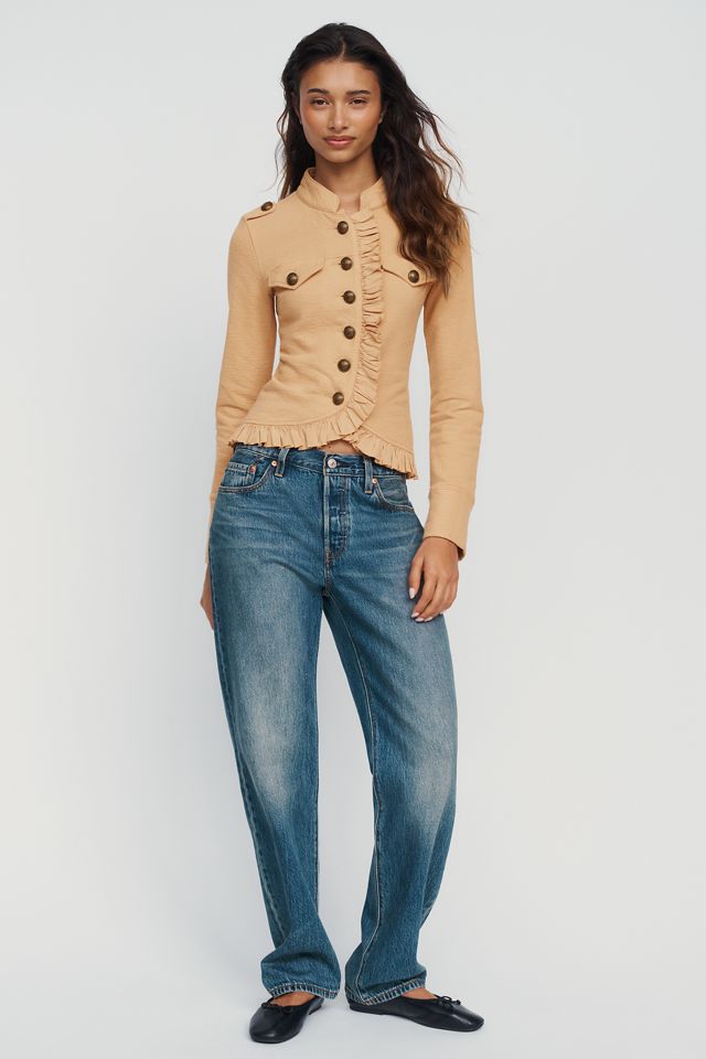 By Anthropologie 100% Cotton Cropped Military Jacket #3