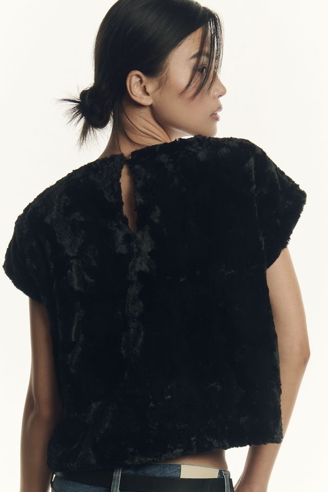 Maeve Faux Fur Tee #1