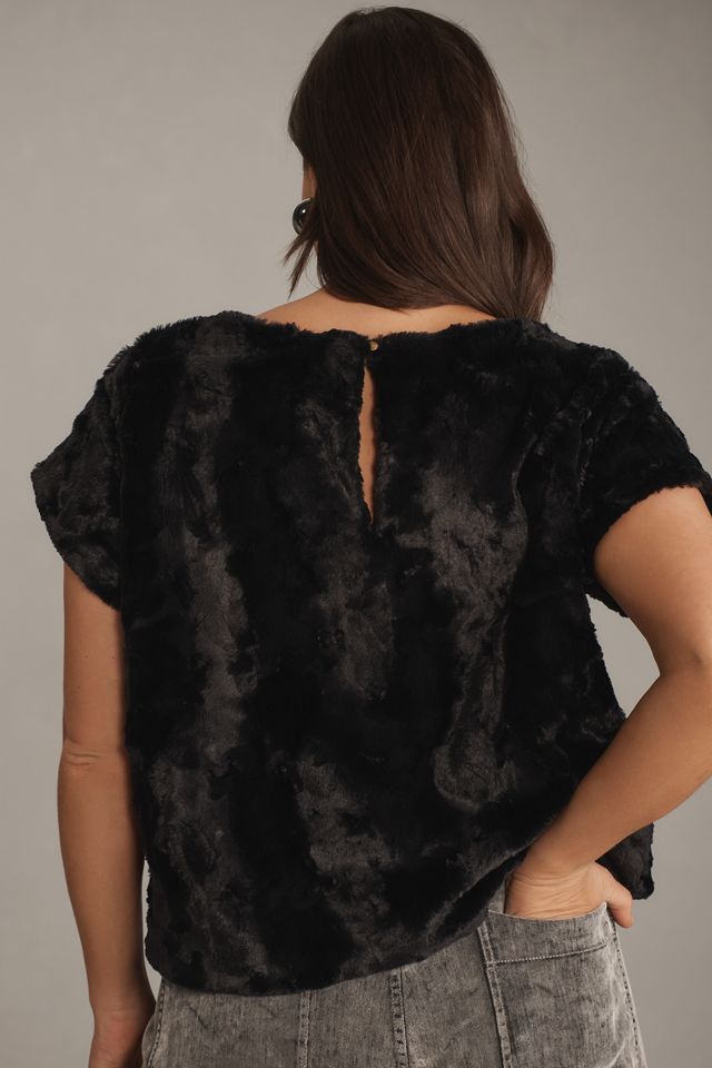 Maeve Faux Fur Tee #5