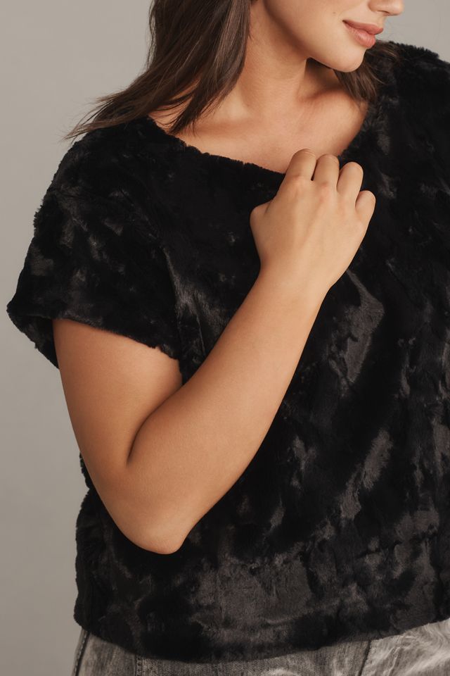 Maeve Faux Fur Tee #7