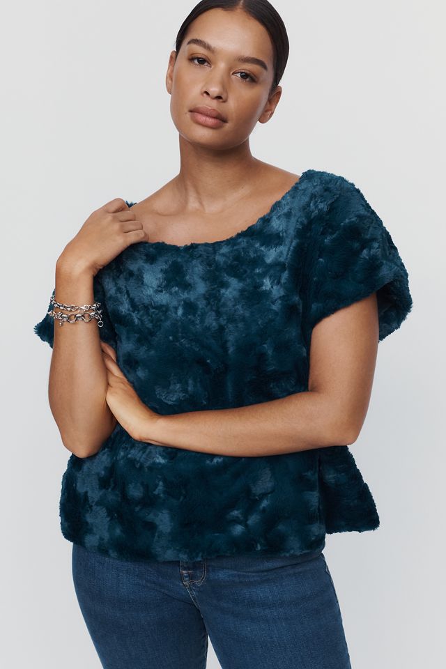 Maeve Faux Fur Tee #4