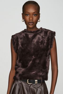 Maeve Faux Fur Muscle Tank
