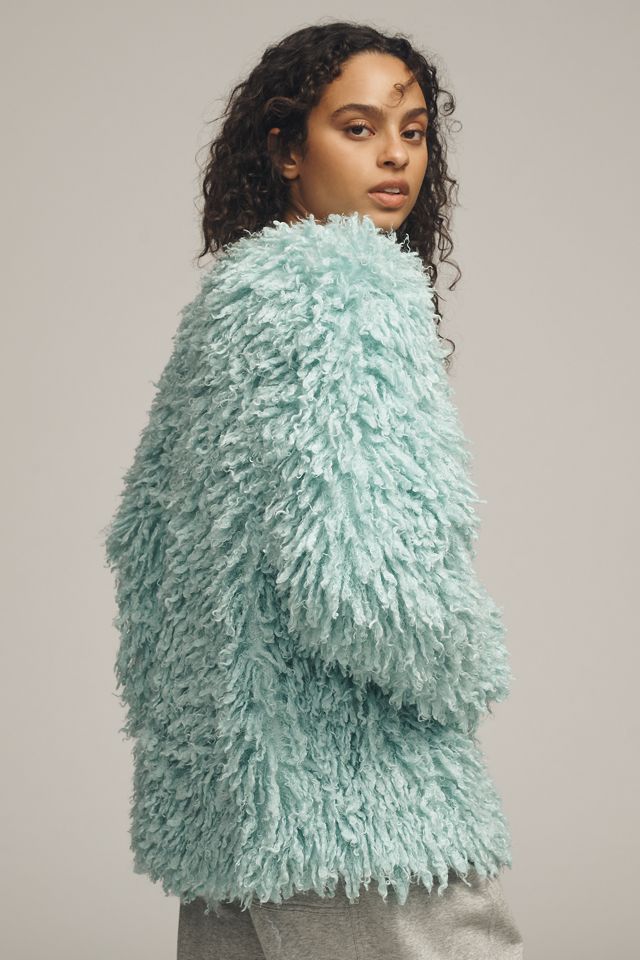 By Anthropologie Shaggy Faux-Fur Cardigan Sweater #3