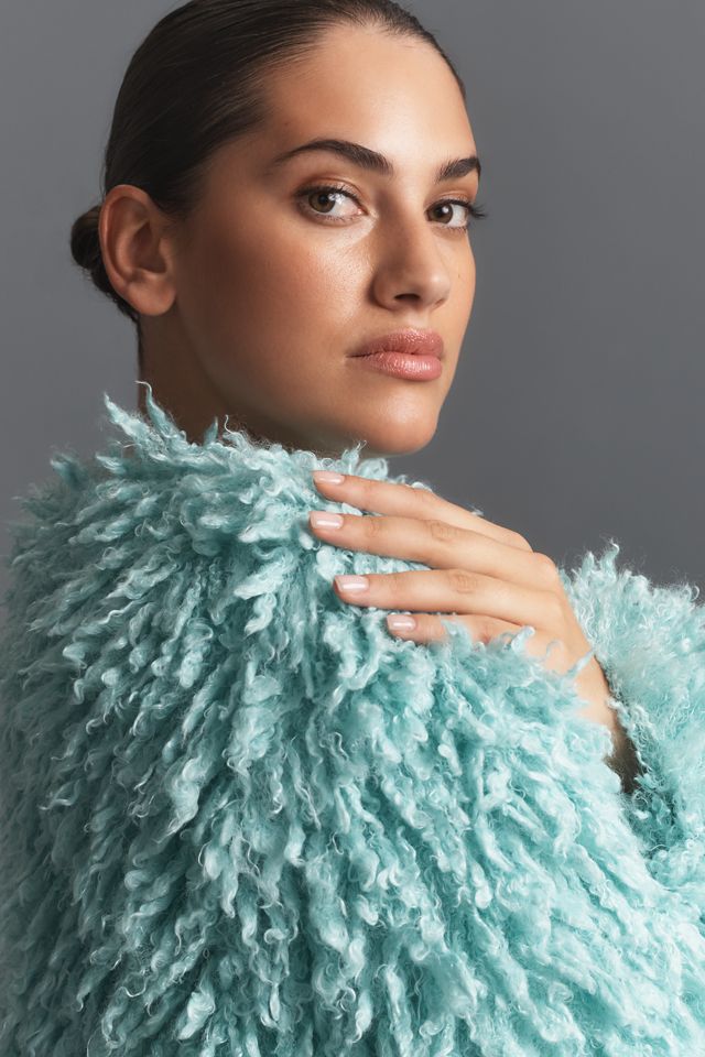 By Anthropologie Shaggy Faux-Fur Cardigan Sweater #5
