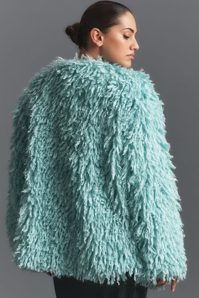 By Anthropologie Shaggy Faux-Fur Cardigan Sweater #6