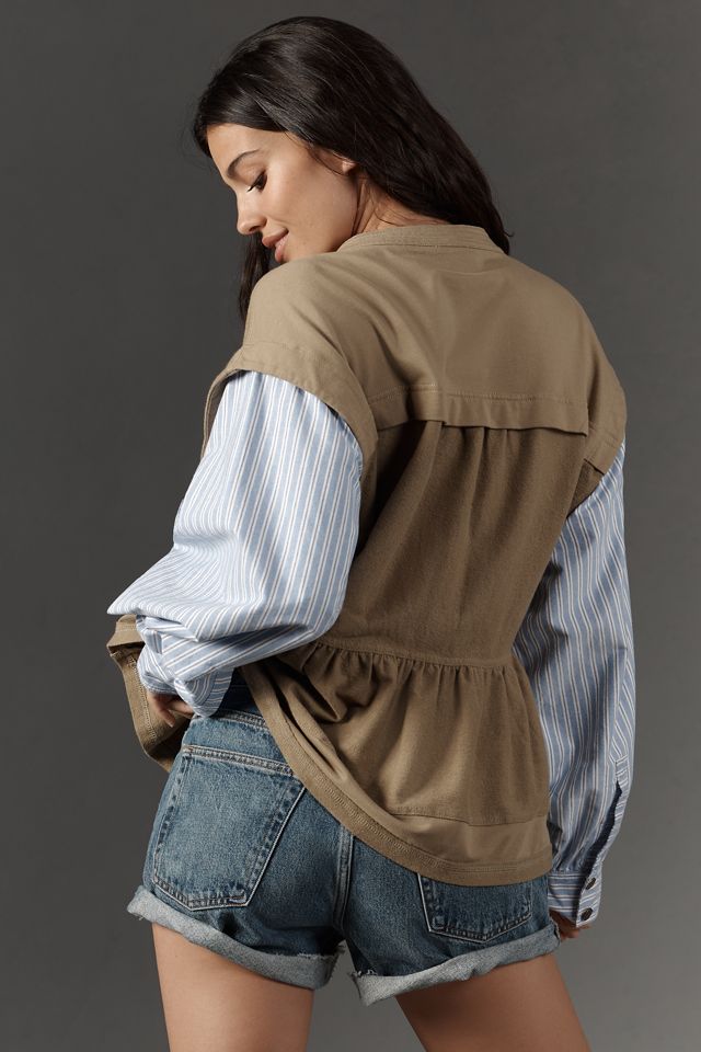 Pilcro Shirt Sleeve Knit Babydoll Shacket #1