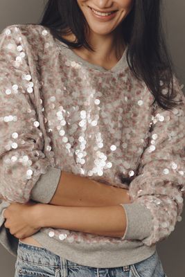 Maeve Long-Sleeve Sequin Sweatshirt