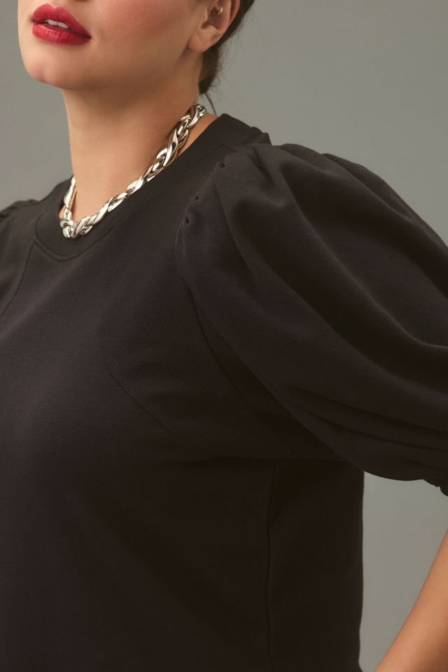 Maeve Short Puff-Sleeve Sweatshirt #7