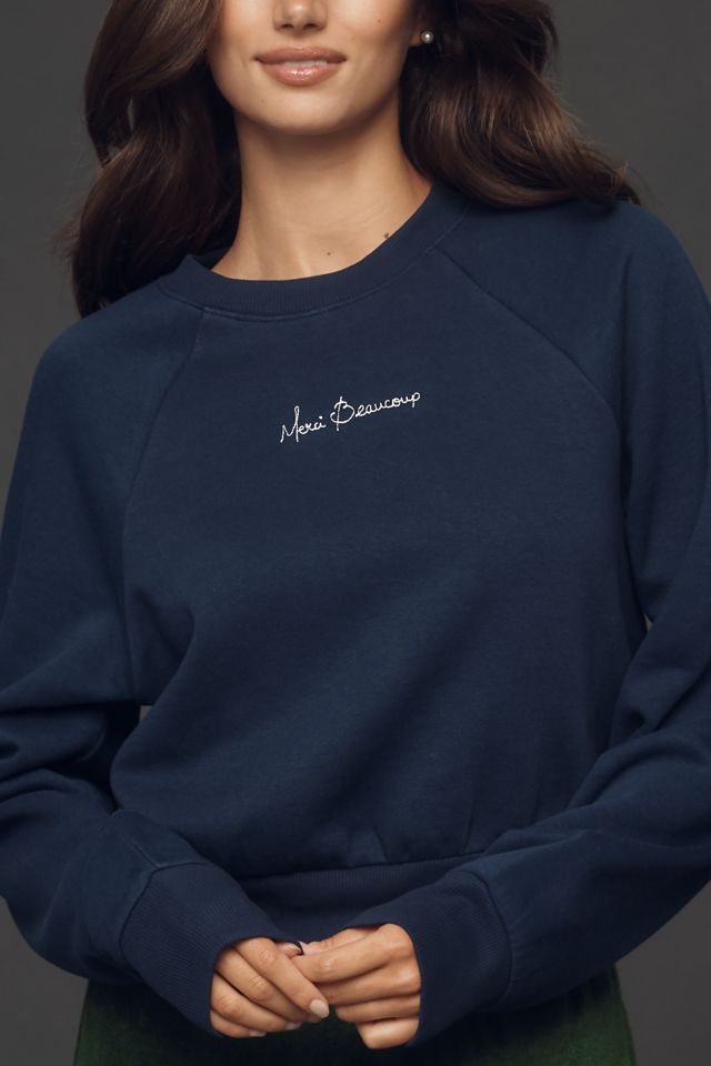 Maeve Embroidered Shrunken Crew-Neck Sweatshirt #1