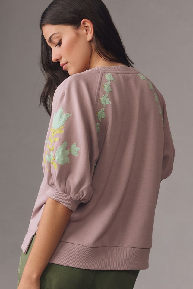 By Anthropologie Short-Sleeve Appliqué Sweatshirt #2