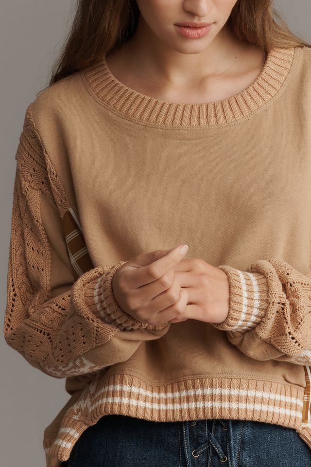 Pilcro Mixed Media Pullover Sweatshirt #1