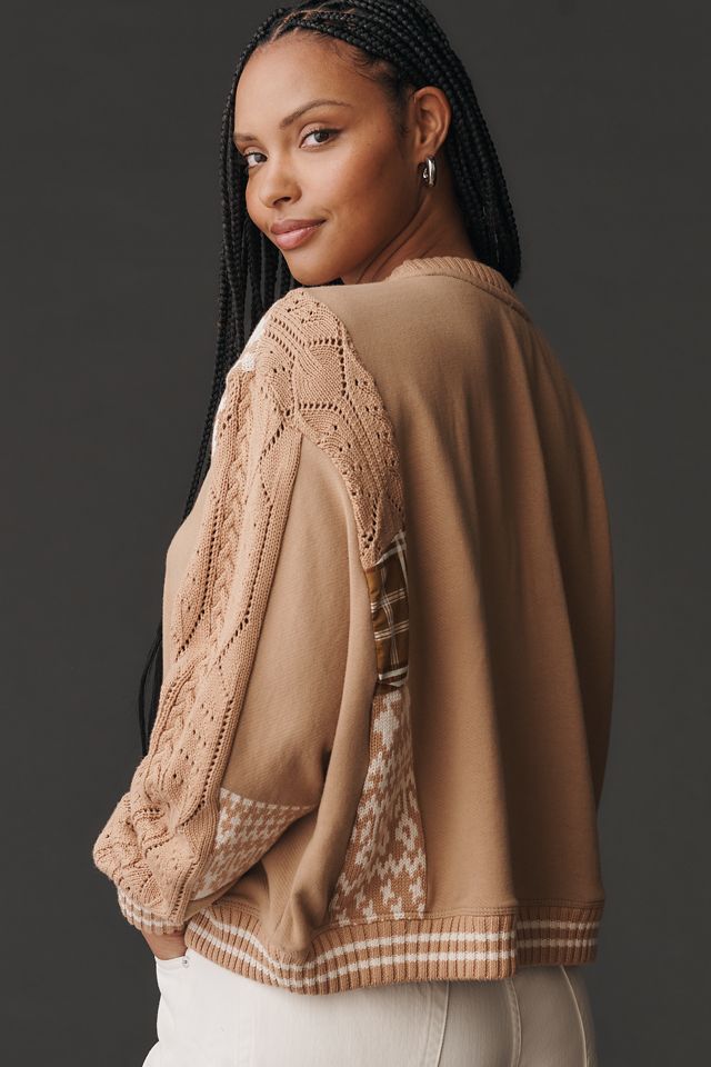 Pilcro Mixed Media Pullover Sweatshirt #5