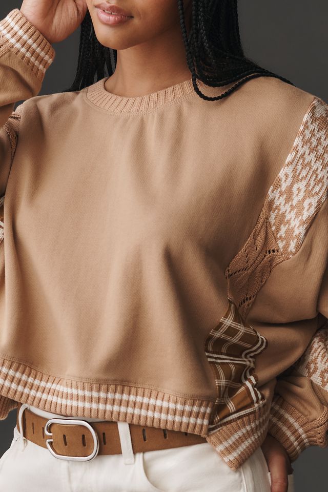 Pilcro Mixed Media Pullover Sweatshirt #7
