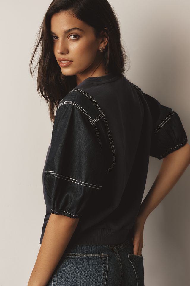 Pilcro Denim-Sleeve Twofer Sweatshirt #2