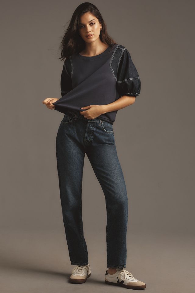 Pilcro Denim-Sleeve Twofer Sweatshirt #3