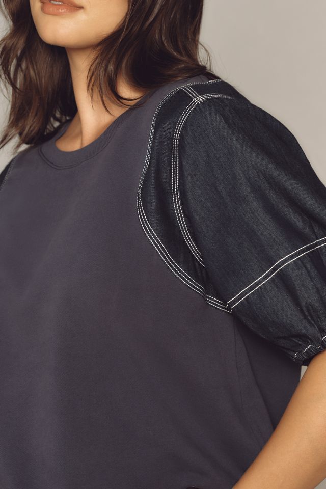 Pilcro Denim-Sleeve Twofer Sweatshirt #7