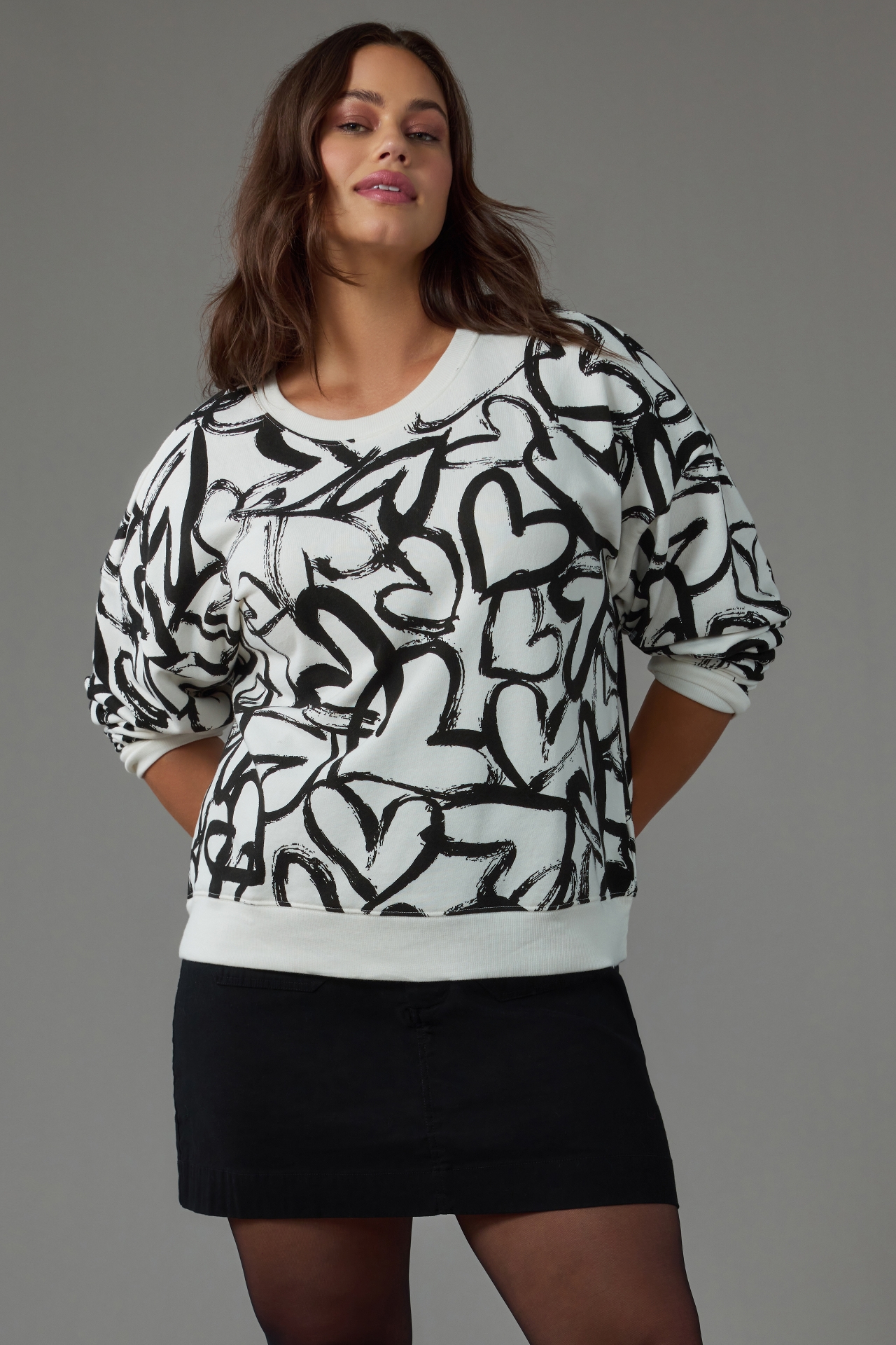 Maeve Heart Printed Sweater