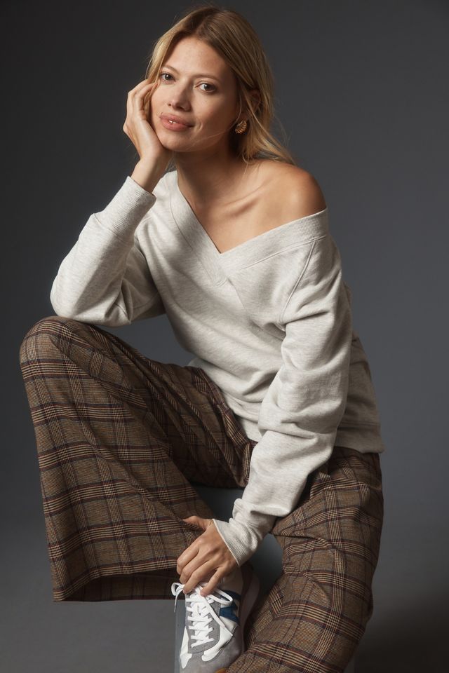 Maeve V-Neck French Terry Sweatshirt #1