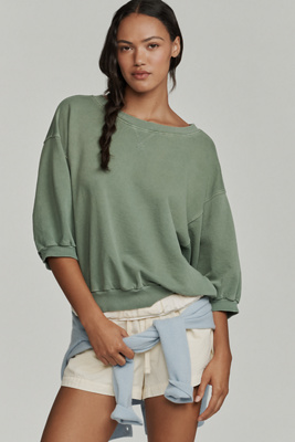 Pilcro The Niki Bubble Sweatshirt By  In Green