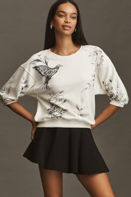 Pilcro The Niki Bubble Sweatshirt By  In White