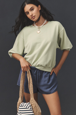 Pilcro The Niki Bubble Sweatshirt By  In Green