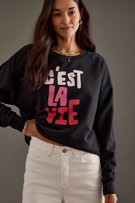 Shop Maeve X Anthropologie C'est La Vie Graphic Sweatshirt In Multicolor