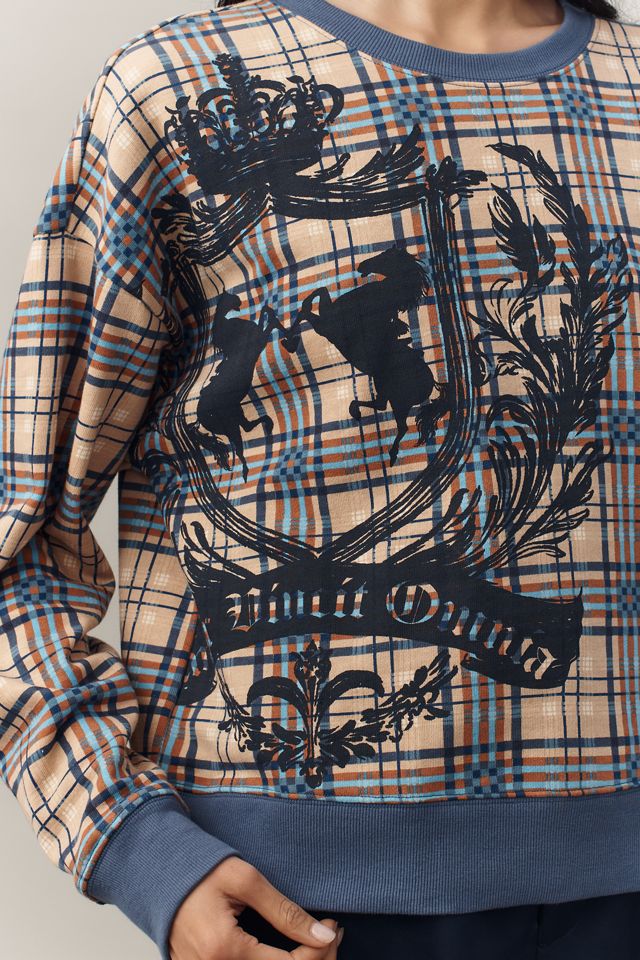 Maeve Graphic Plaid Sweatshirt #1