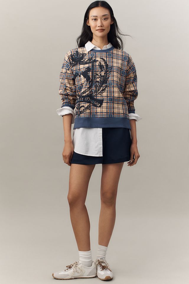 Maeve Graphic Plaid Sweatshirt #3