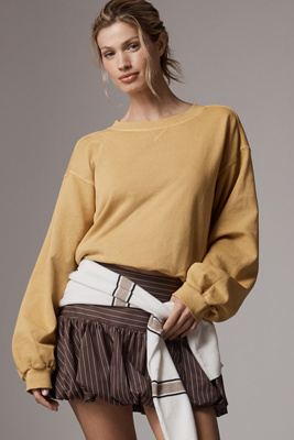 Pilcro The Niki Bubble Sweatshirt By  In Brown