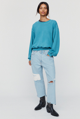 Pilcro Niki Long Sleeve Bubble Sweatshirt In Blue