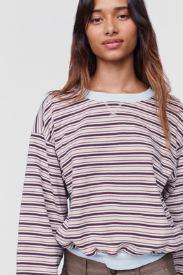 Pilcro Niki Long Sleeve Bubble Sweatshirt In Brown